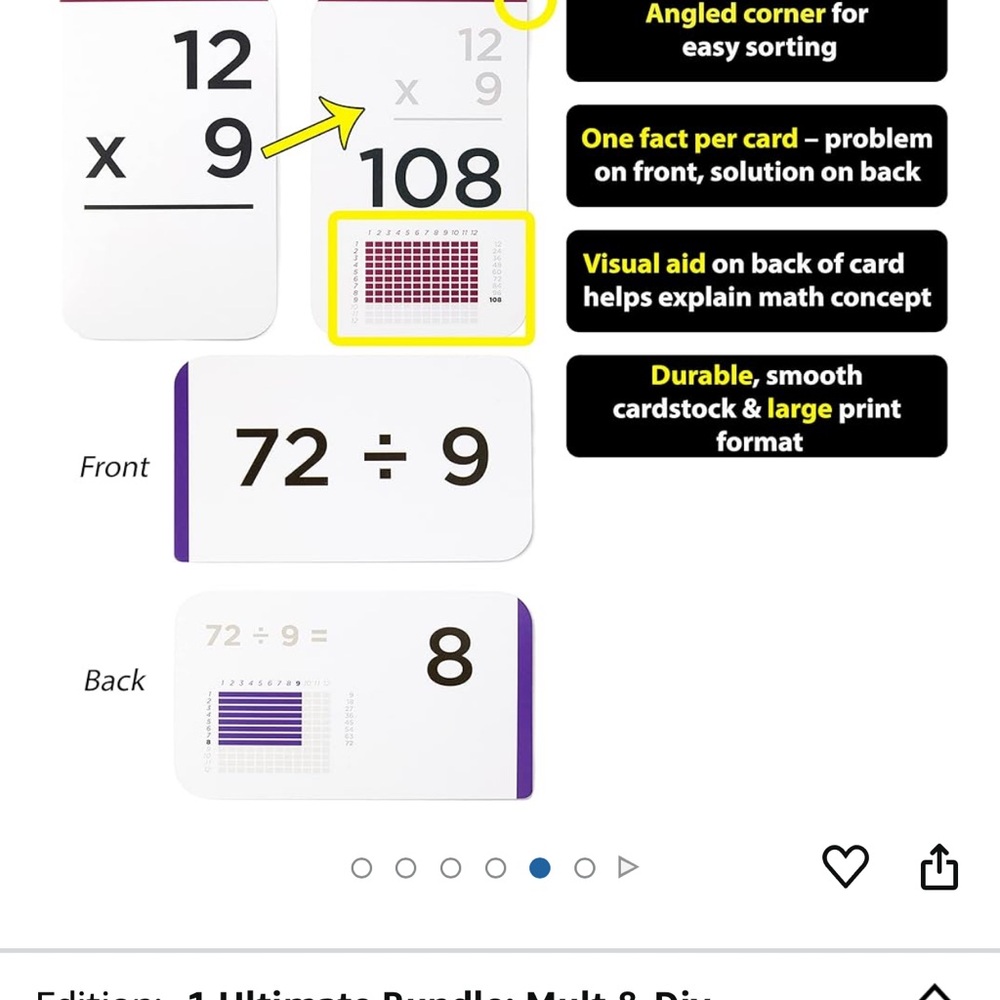 Triangle Math Flashcards Set - Purple and Blue - Picture 5 of 6